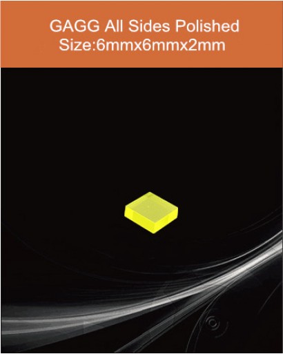 GAGG Ce scintillation crystal, GAGG Ce crystal, GAGG scintillator, Ce:Gd3Al2Ga3O12 crystal, 6 x6 x2mm